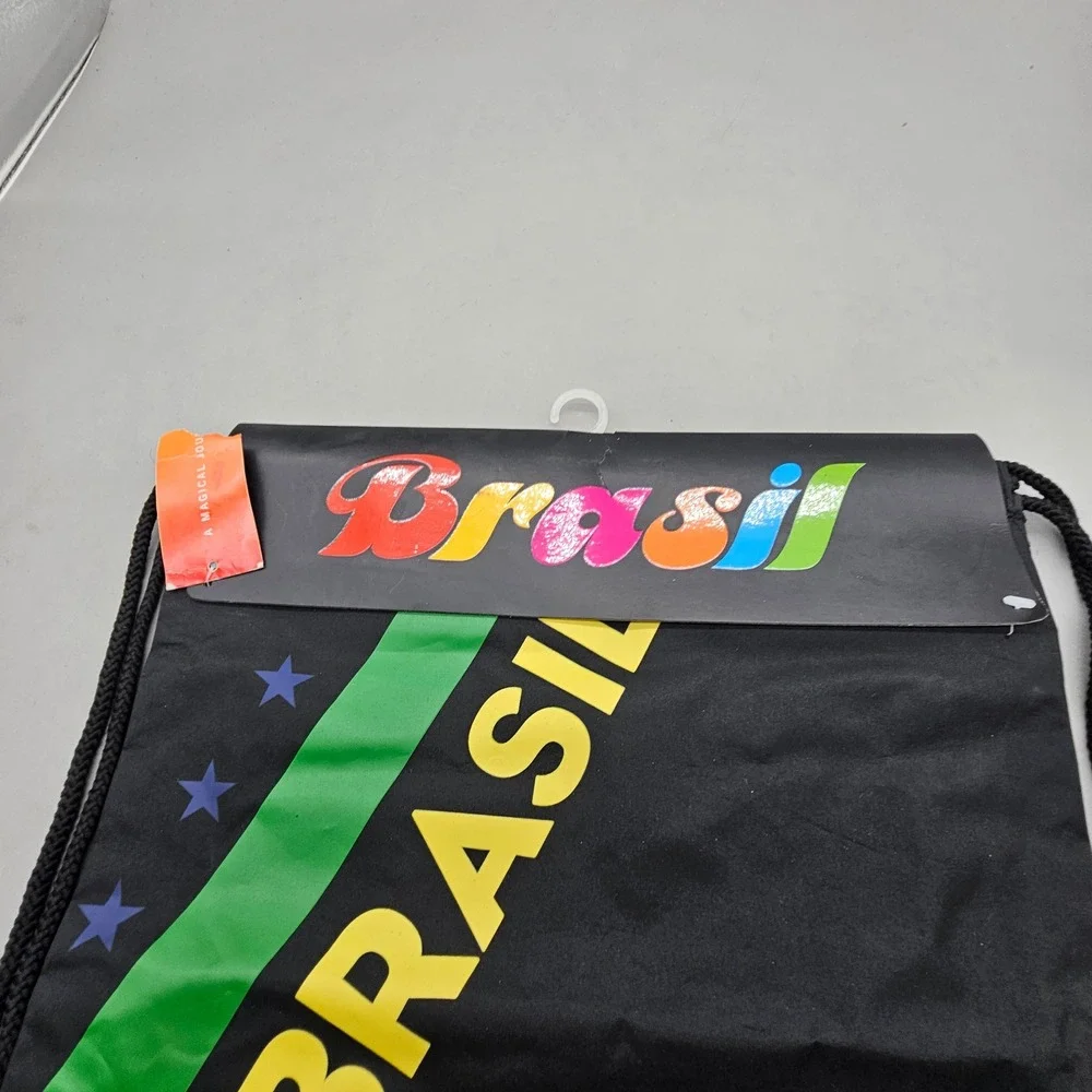 Macy's Brasil Drawstring Backpack Black Cinch Bag Brazil Flag Graphic PLZZ5666